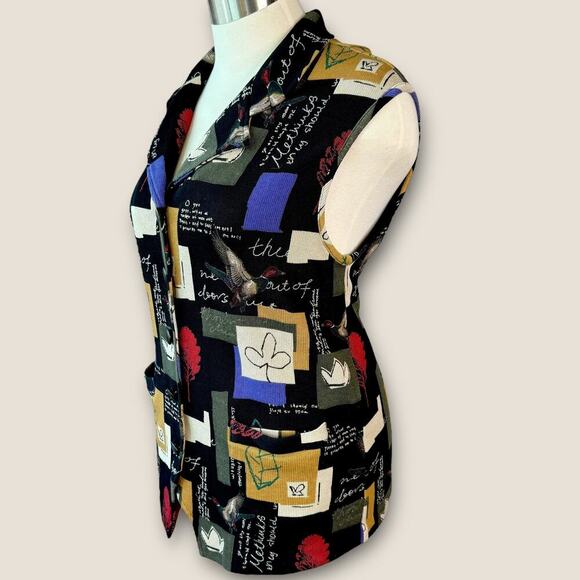 Supply & Demand Vintage Patchwork Button Up Knit Cardigan Vest Women Size L USA - Picture 2 of 13